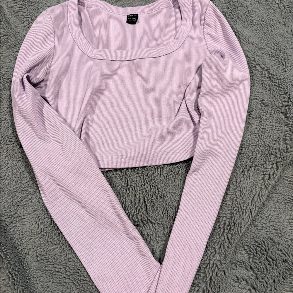 SHEIN Lilac Long Sleeve Crop Top